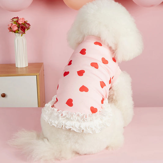 Pink Heart Princess Dog Dress