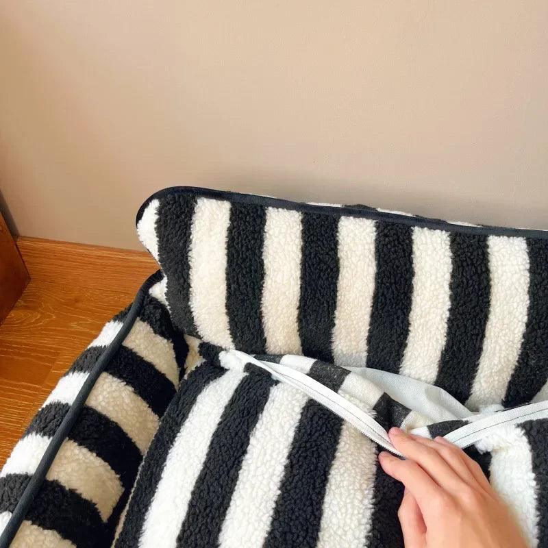 Striped Plush Sofa Bed
