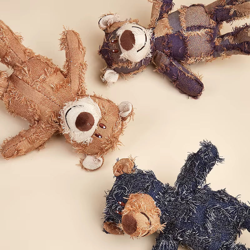 Denim Patchwork Stitch Bear Toy