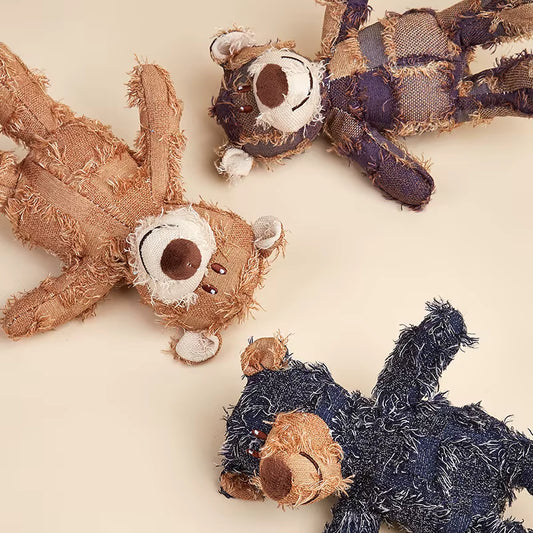 Denim Patchwork Stitch Bear Toy