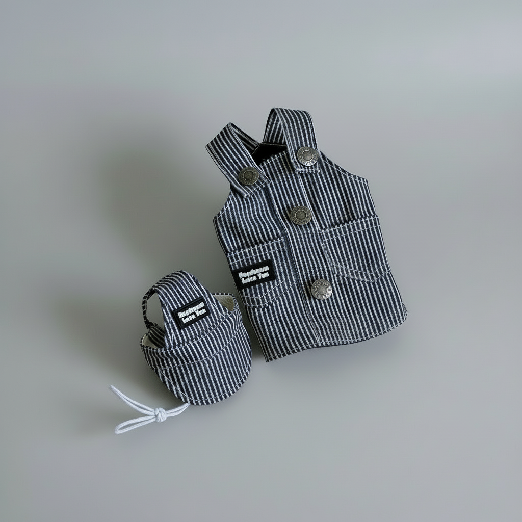 The Pinstripe Pup Vest + Hat Set