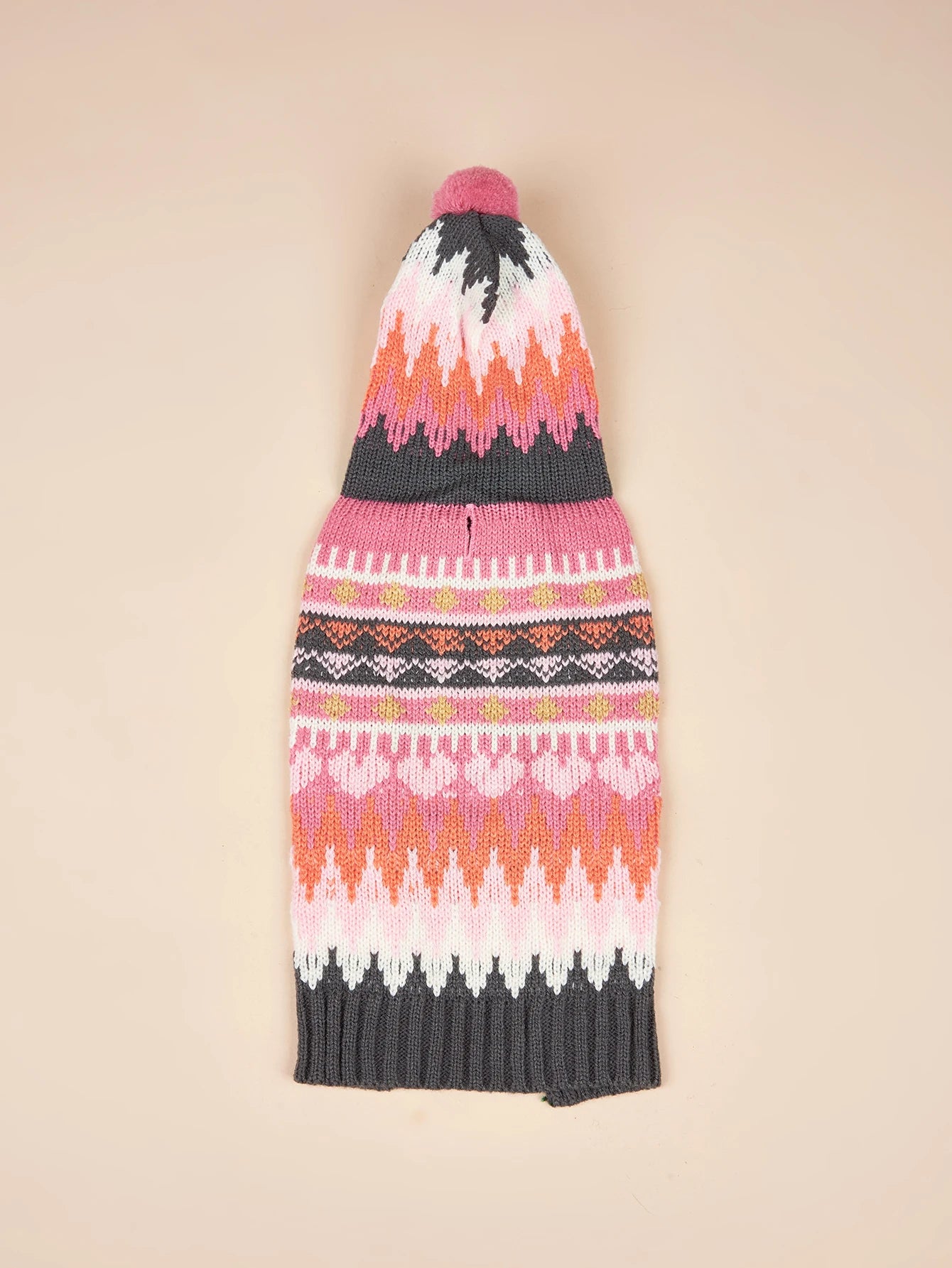 Striped Dog Sweater with Fuzz Ball Hood