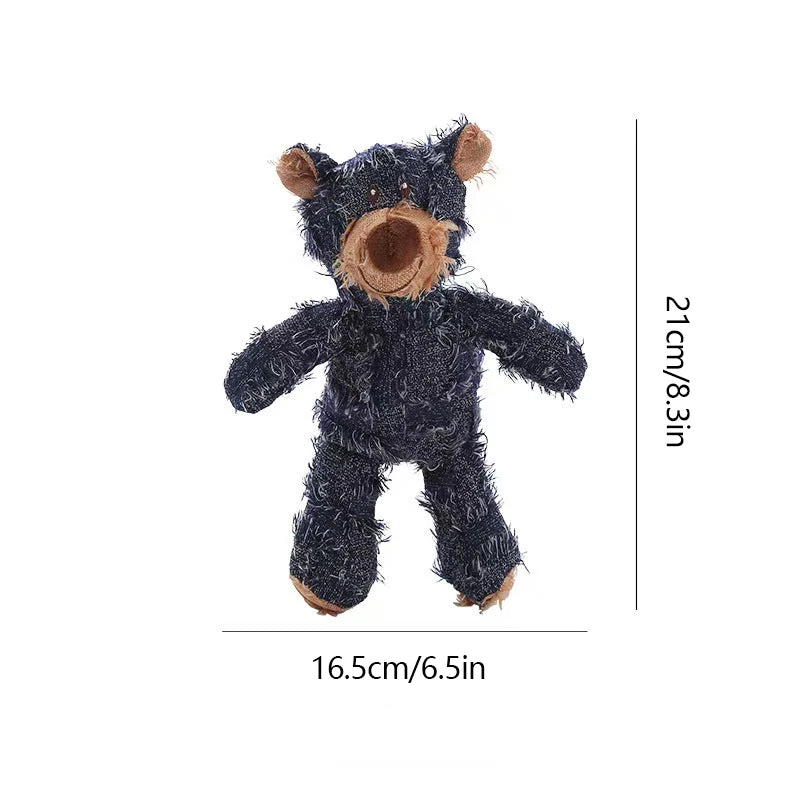 Denim Patchwork Stitch Bear Toy