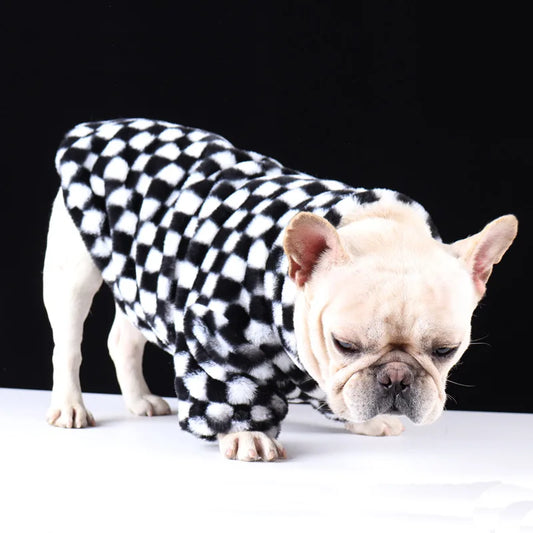 Pet Plush Checkerboard Coat