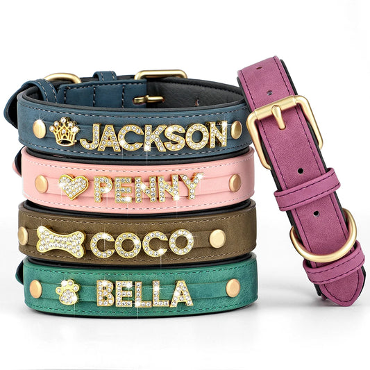 Personalized Bling Leather Collar