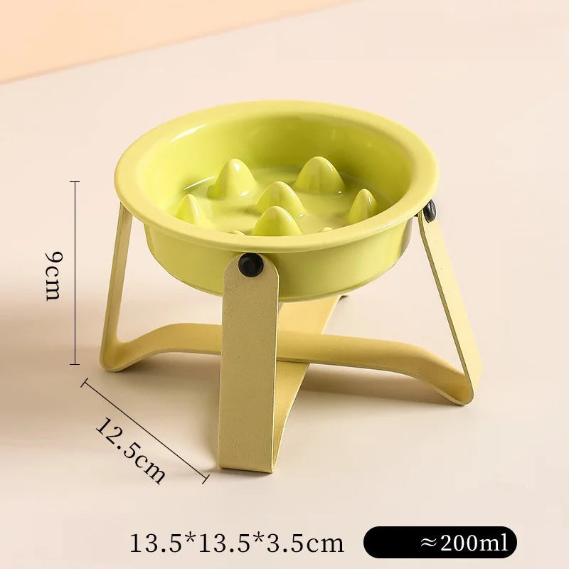 Elevated Ceramic Slow Feeder Dog Bowl