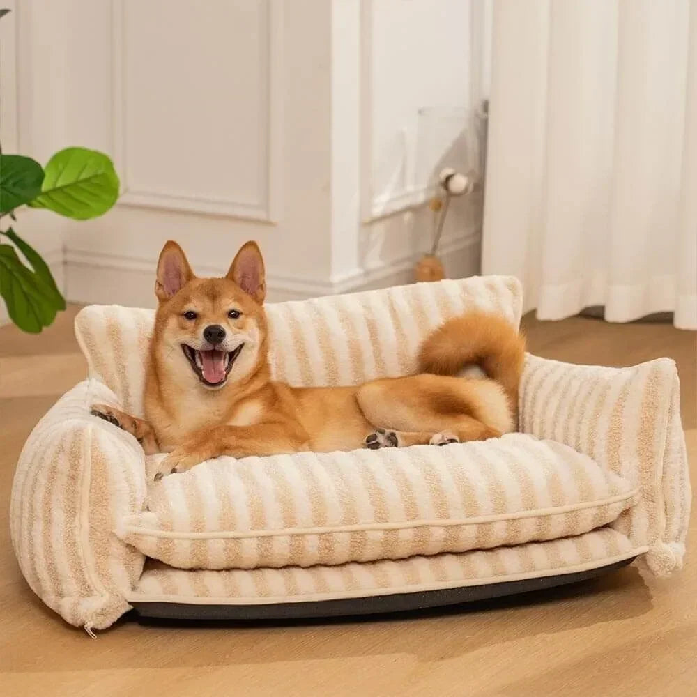 Striped Plush Sofa Bed