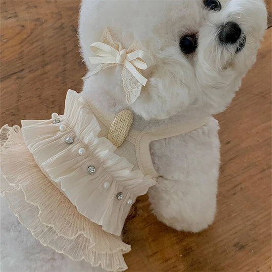 Ivory Ruffle Pearl Dog Top