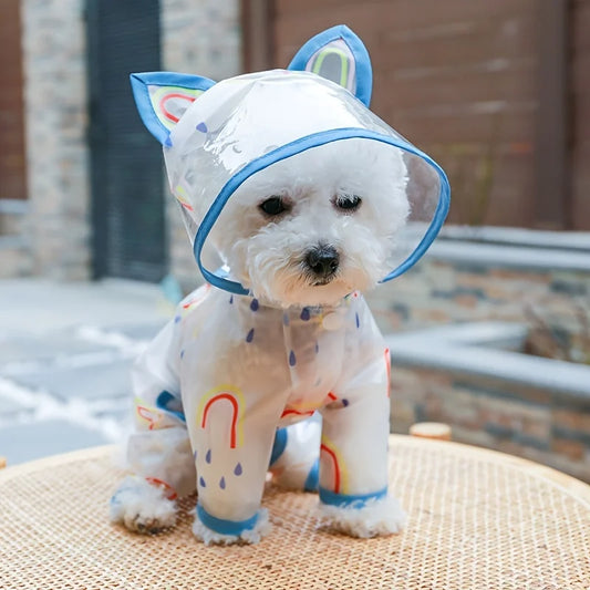Waterproof Rainbow Print Dog Raincoat