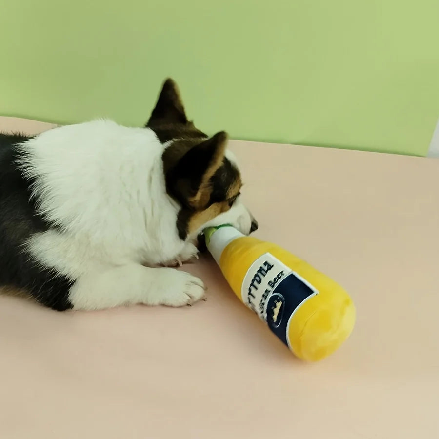 Pawrona Plush Beer Bottle Dog Toy