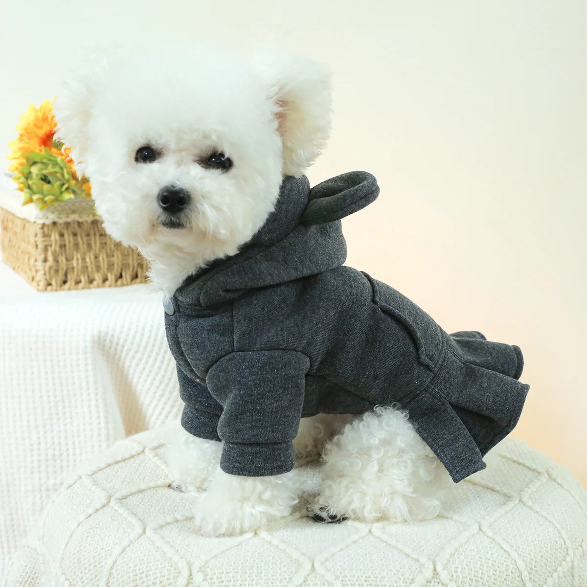 Monochrome Pocket Hoodie Dress