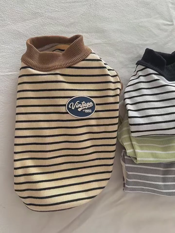 Retro Striped Dog Tee